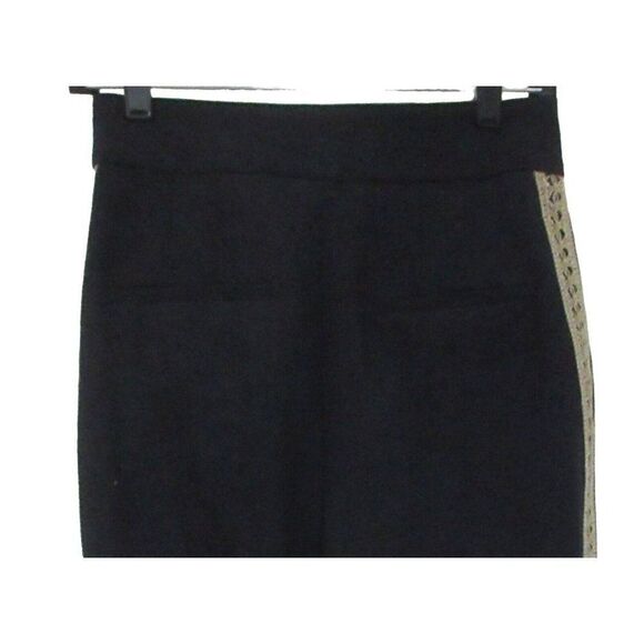Zara Basic Black Slim Leg Dress Pants Gold Side Leg Embellished Trim Sz S NEW - Picture 6 of 9
